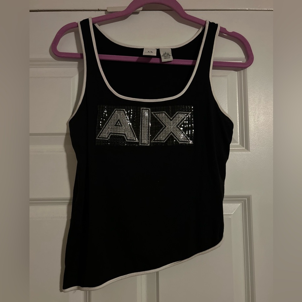 Armani Exchange Asymmetrical Sequined Tank Top, Size L